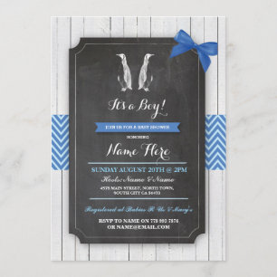 Invitación La madera azul del muchacho del fiesta de Baby