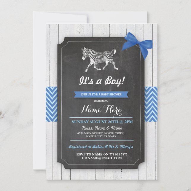 Invitación La madera azul del muchacho del fiesta de Baby (Anverso)
