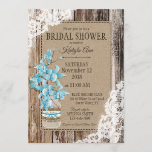 Invitación La madera de la orquídea azul encaja la ducha de n