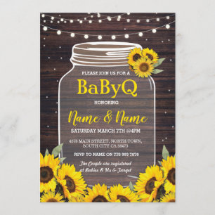 Invitación La madera del tarro del Bbq Baby Shower del