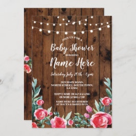 Invitación La madera floral de los rosas rojos del fiesta de