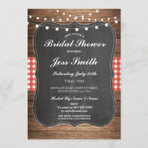 Invitación La madera roja de ducha de la arpillera rústica