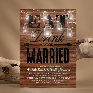 Invitación La madera rústica come y se casa con un Boda