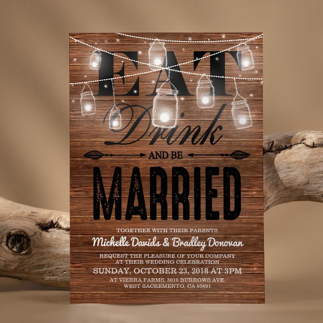 Invitación La madera rústica come y se casa con un Boda (Subido por el creador)