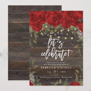 Invitación la madera rústica de los rosas rojos nos dejó