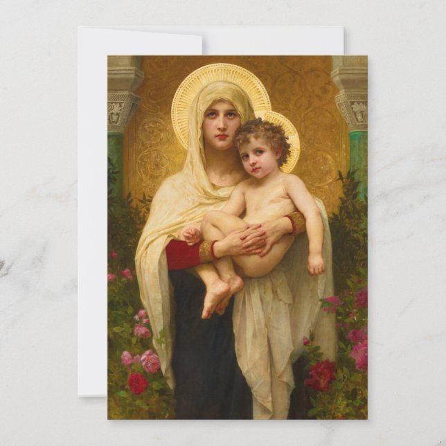 Invitación La Madonna de las Rosas por William Bouguereau (Anverso)