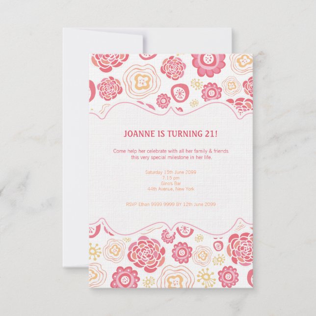 Invitación La madreselva florece el 21ro cumpleaños del (Anverso)