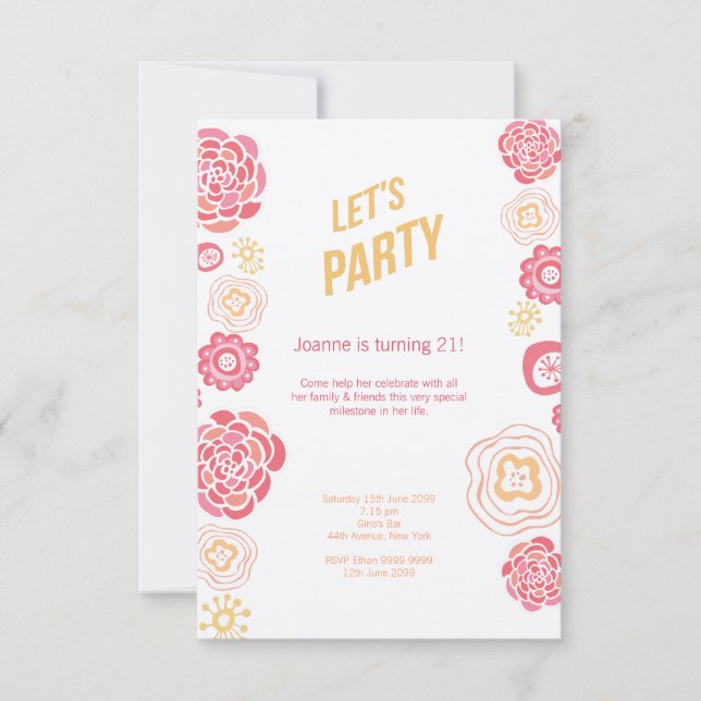 Invitación La madreselva florece el 21ro cumpleaños del (Anverso)