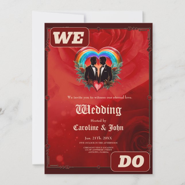 Invitación La magia del momento: elegantes siluetas gays. (Anverso)