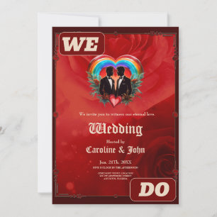 Invitación La magia del momento: elegantes siluetas gays.