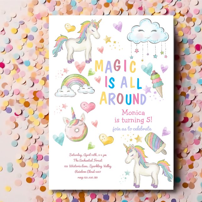 Invitación La magia del unicornio Pastel está alrededor del c (Subido por el creador)