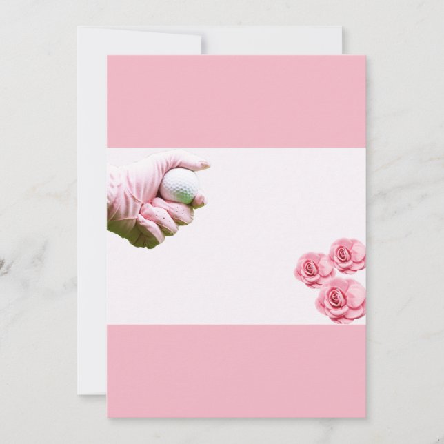 Invitación La mano de Golf Lady en rosa está sosteniendo una  (Anverso)