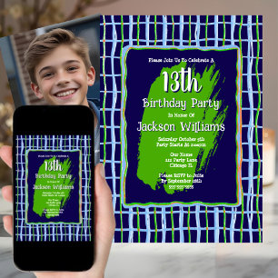 Invitación La mano del partido de los 13 años dibujó un verde