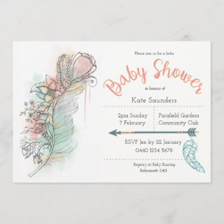 Invitación La mano floral de la pluma de la fiesta de