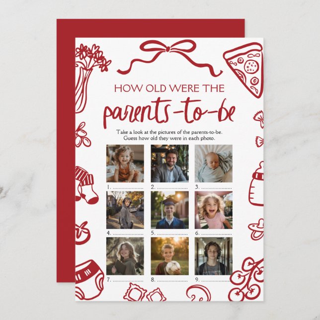 Invitación La Mano Italiana Dibujó La Edad Del Juego De Los P (Anverso / Reverso)