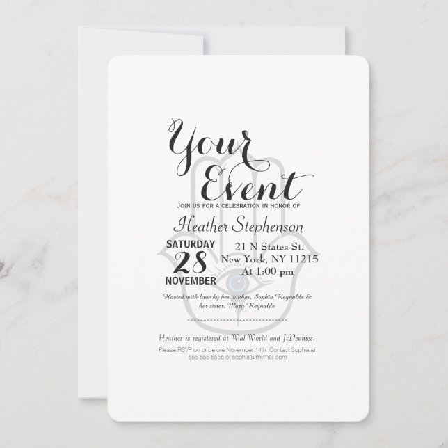 Invitación La mano moderna y simple de Fatima (Anverso)