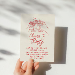 Invitación La mano retro trajo vítores a los 30 años