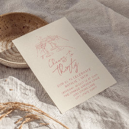 Invitación La mano retro trajo vítores a los 30 años