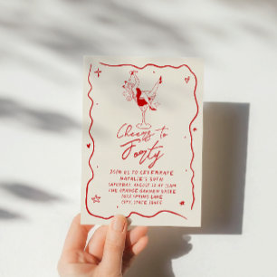 Invitación La mano retro trajo vítores a los 40 años