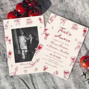 Invitación La mano roja dibuja italiano que es más Boda