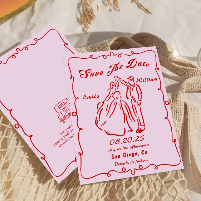 Invitación La Mano Rosa De Mano Brillante Dibuja La Boda Salv (Subido por el creador)