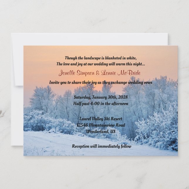 Invitación La manta del Boda White Winter Wonderland (Anverso)