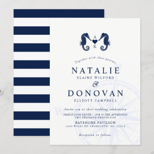 Invitación La marea del amor   Boda Temático Dual Seahorse
