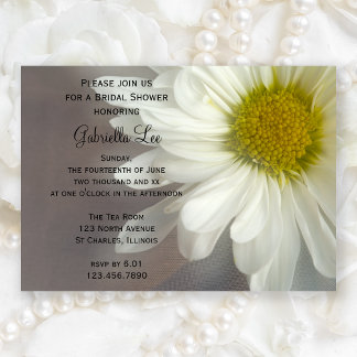 Invitación La margarita blanca suave en la ducha de novia gri