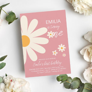 Invitación La margarita del desierto retro fiesta de primer c