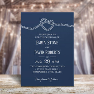 Invitación La marina atando azul al Boda veraniego Minimalist