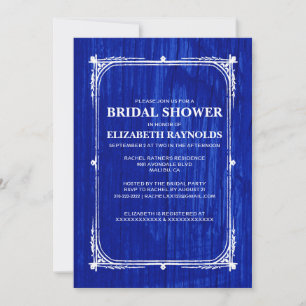 Invitación La Marina Azul Barn Occidental Madera Bridal Ducha