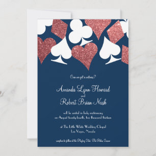 Invitación La Marina Boda de Las Vegas con Rosa Purpurina de