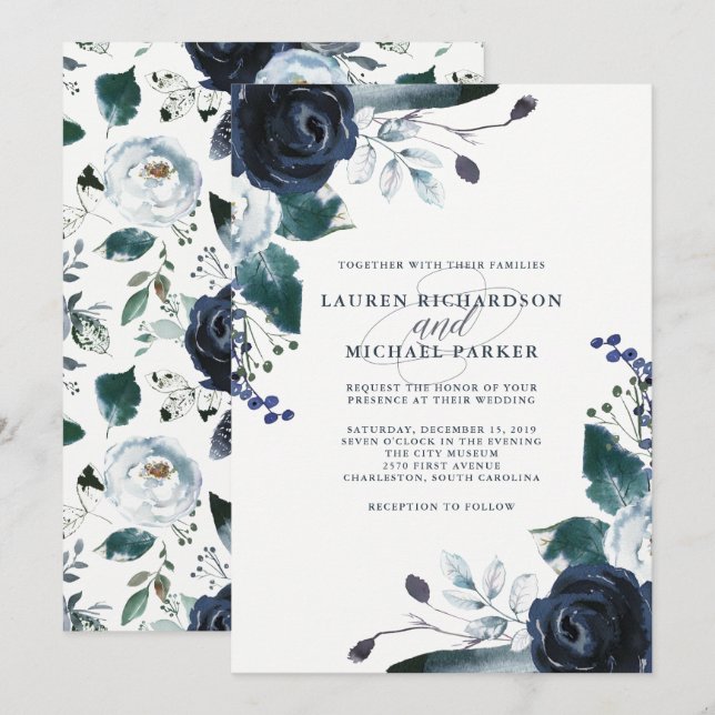 Invitación La marina Boho en blanco| Boda (Anverso / Reverso)