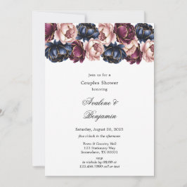 Invitación La Marina Borgoña Rubor Pink Peony Parejas Ducha