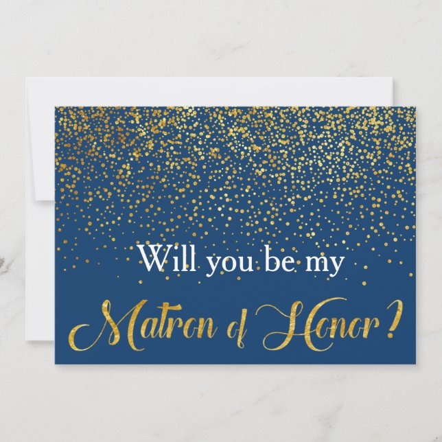 Invitación La marina de oro de Confetti será mi atrón de hono (Anverso)