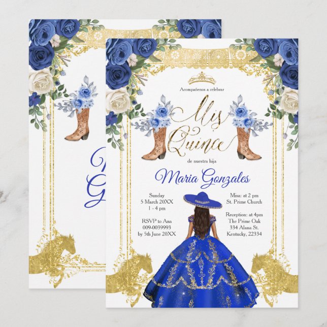 Invitación La Marina de Oro de la Princesa Boots Charra 15th  (Anverso / Reverso)