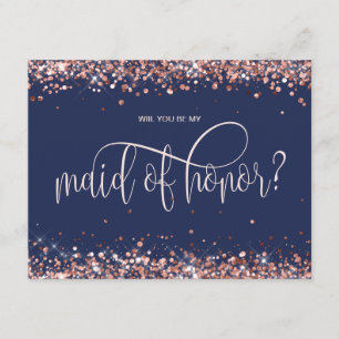 Invitación la marina de oro rosa moderna, serás mi criada de