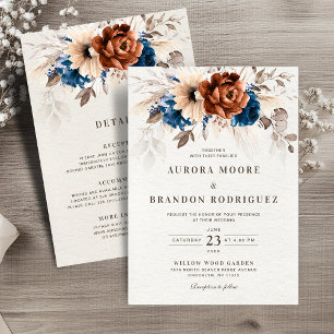 Invitación La Marina de Terracota Pampas pasó de Boda