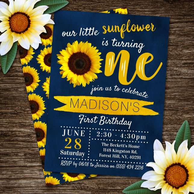 Invitación La Marina del Pequeño Girasol Azul primer cumpleañ (Subido por el creador)