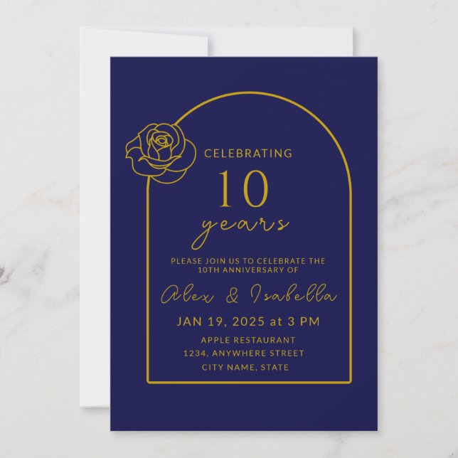Invitación La Marina Moderna y el 10° Aniversario del Boda de (Anverso)