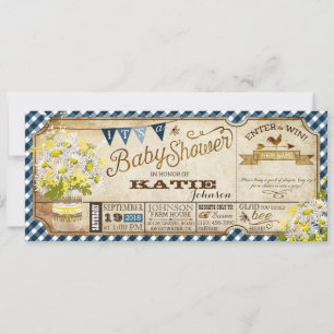 Invitación La Marina Picnic Daisy Gingham Revisa Baby Shower