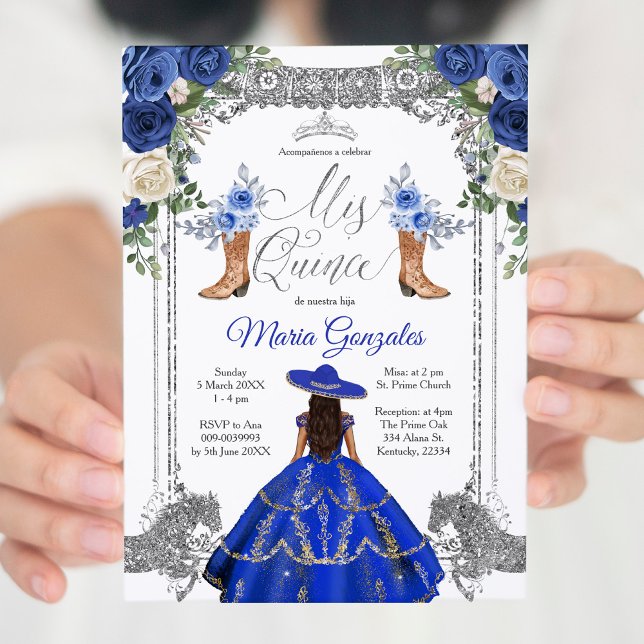 Invitación La Marina Plata Princesa Boots Charra Mis Quince 2 (Subido por el creador)
