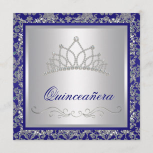 Invitación La Marina Real de Tiara de Diamante Quinceanera Az