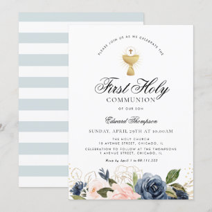 Invitación La marina y la floral primera comunión