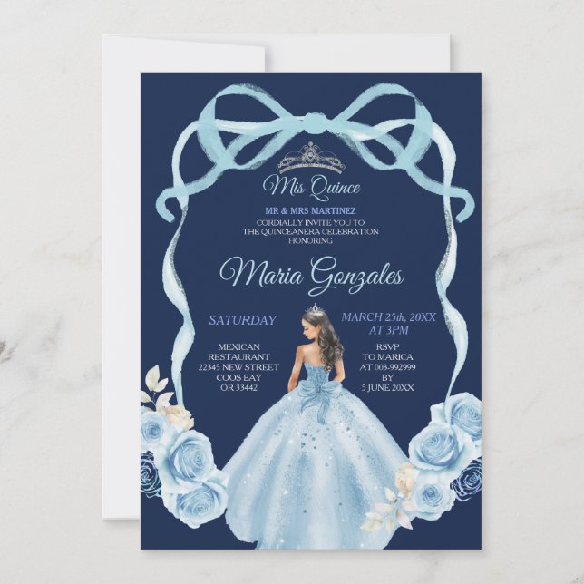 Invitación La Marina y la Princesa Azul Mis Quince cumpleaños (Anverso)