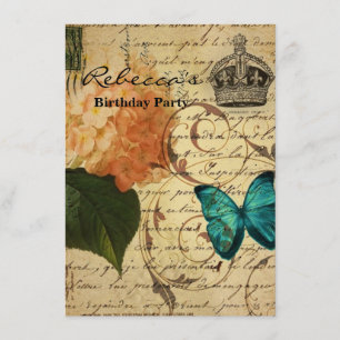 Invitación la mariposa azul París scripts botánico francés