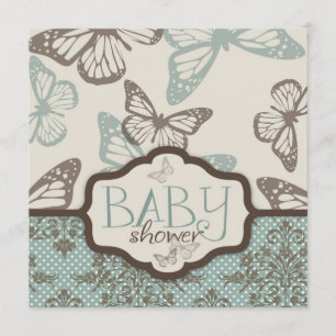 Invitación La mariposa besa el cuadrado retro de la