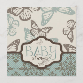 Invitación La mariposa besa el cuadrado retro de la