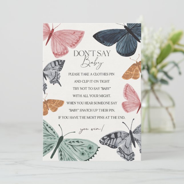 Invitación La mariposa de Boho Baby Shower no dice juego de b (Anverso de pie)