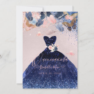 Invitación La mariposa de Quinceanera engreída Purpurina de l